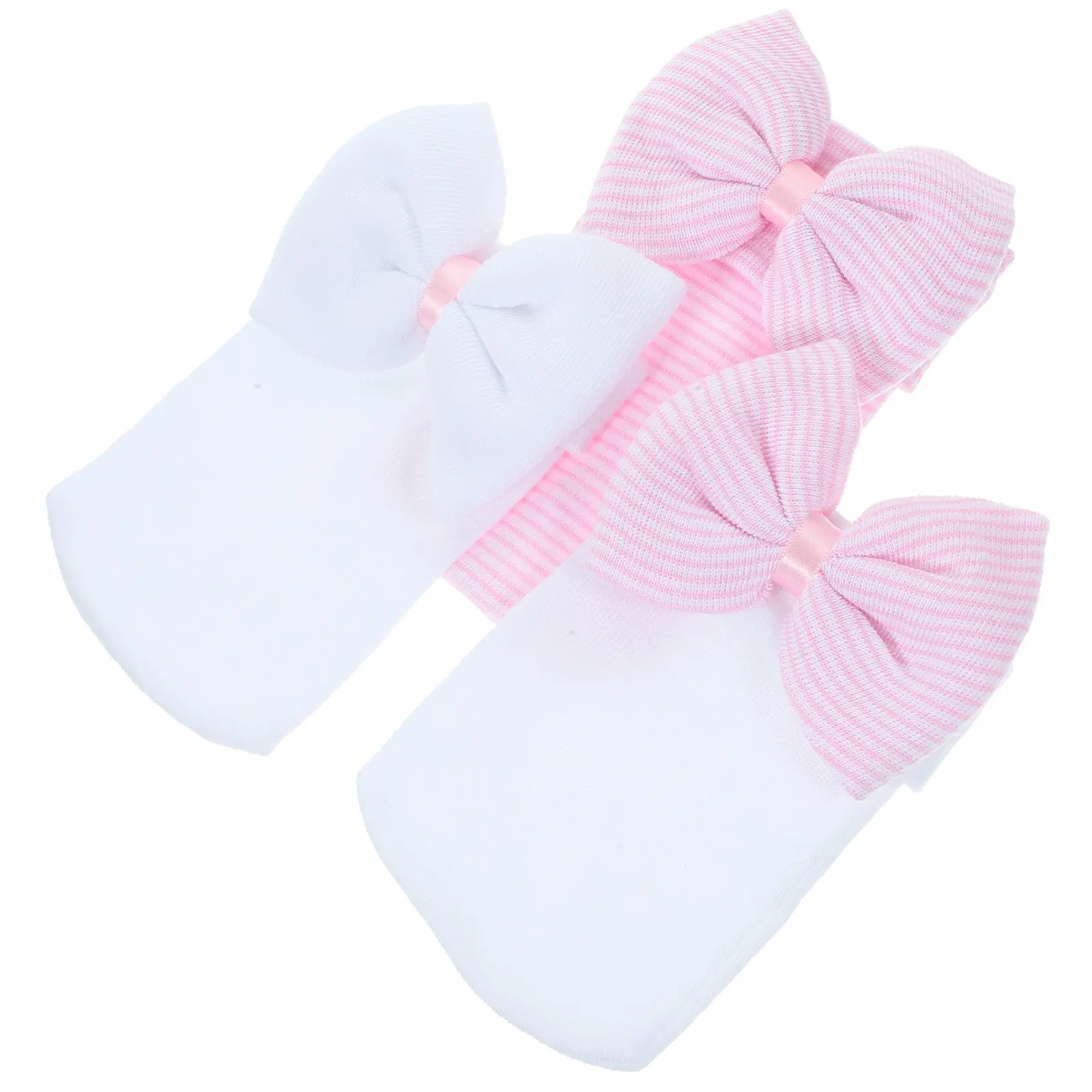 3Pcs Exquisite Bowknot Newborn Hats Infant Baby Cap Lightweight Soft Yarn Material Elastic Turban Headwear for Newborns and