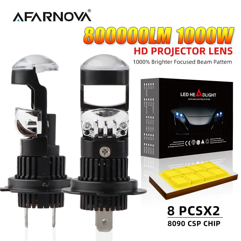 

LED Projector Lens RHD LHD Mini H4 H8 H9 H11 H7 Headlight Bulbs 9980CSP Chip High Low Beam 1800W Canbus Auto Turbo Light 12V