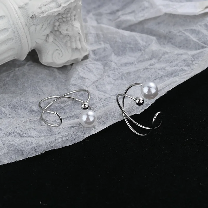 A Girl 1Pcs Ear Cuff Cross Clip Pearl Earrings Fake Piercing Earcuffs For Women Earcuff Earings No Hole