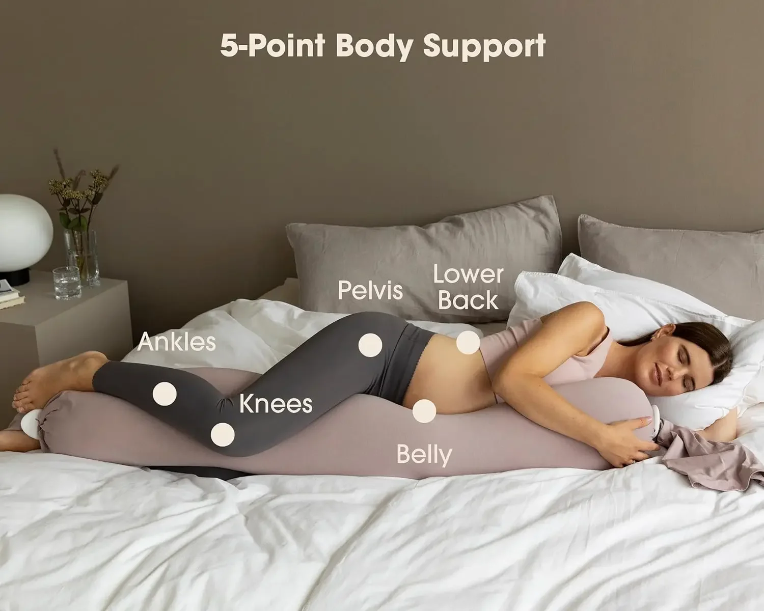 Bbhugme-adjustable pregnancy pillow, full body support for side sleeping, adjustable size and shape