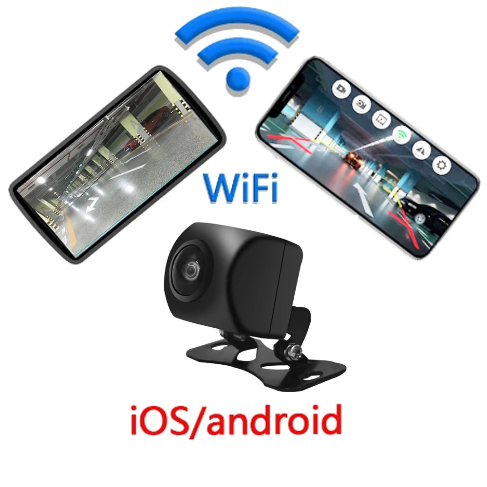 

Универсальная 1080P AHD беспроводная автомобильная камера заднего вида с передним ночным видением, водонепроницаемая Wi-Fi, реверсивная камера для 2 Din Android iOS APP
