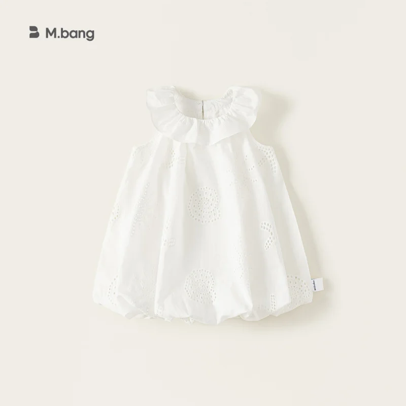 

Bangxuan Children's Clothing New Summer Product: Girls' Dress in Pure White, Little Fairy Dress with Lace Collar, Children's Bud
