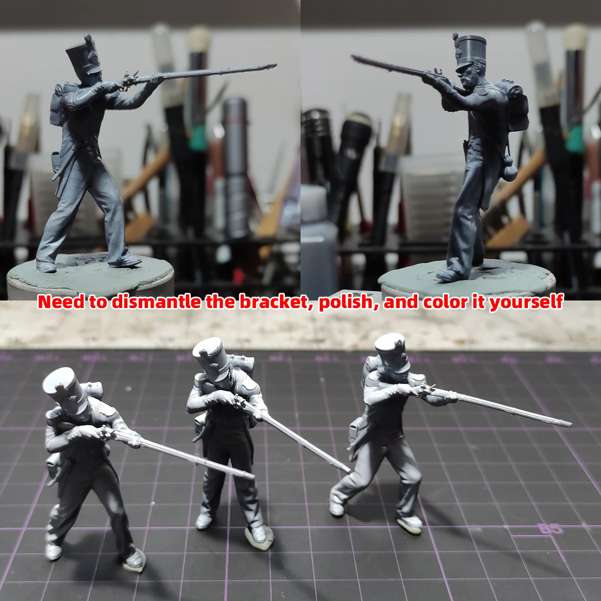 1/35 1/48 1/72 Modellbausatz 3D-Harz Miniatur-Soldatenfiguren Diorama Unbemalte Französische Gendarmen Revolution DIY – Detail 9
