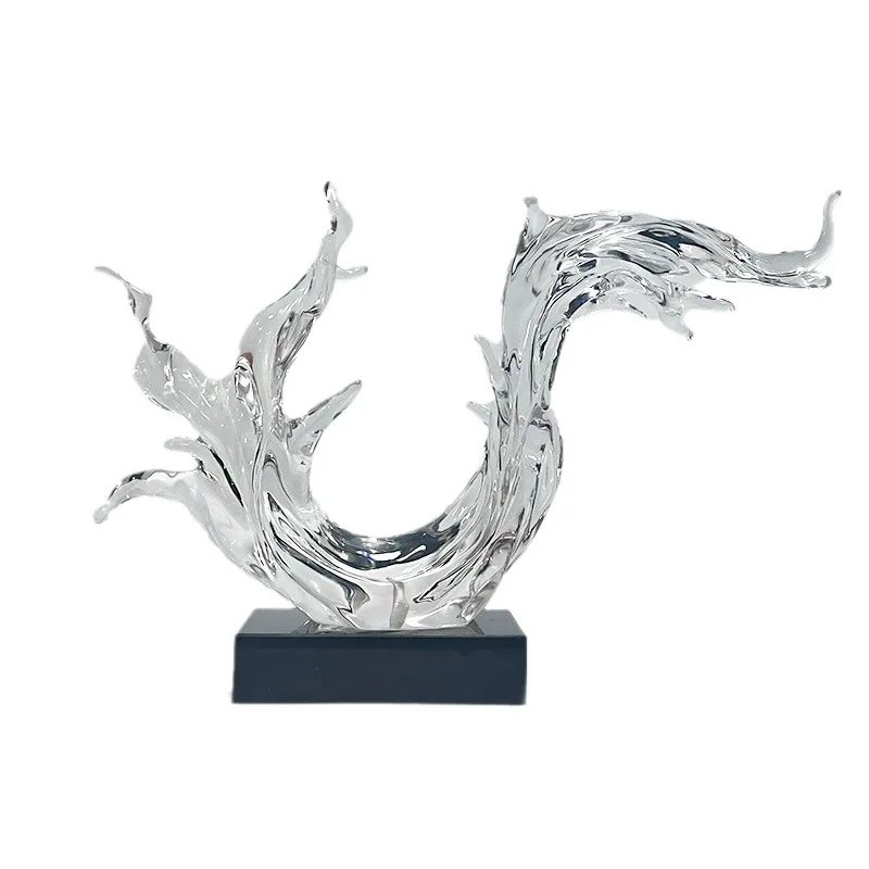 

Creative transparent resin sculpture wave home decoration hotel entrance living room crafts