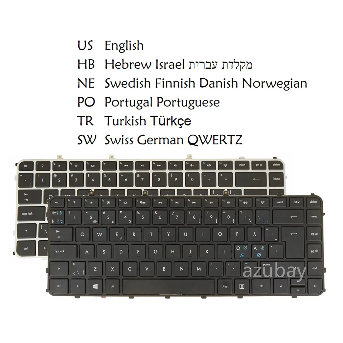 Portuguese Turkish Swedish Finnish Norwegian Danish US Swiss QWERTZ Keyboard For HP ENVY 6z-1000 6z-1100 4t-1000 4t-1000 4t-1100