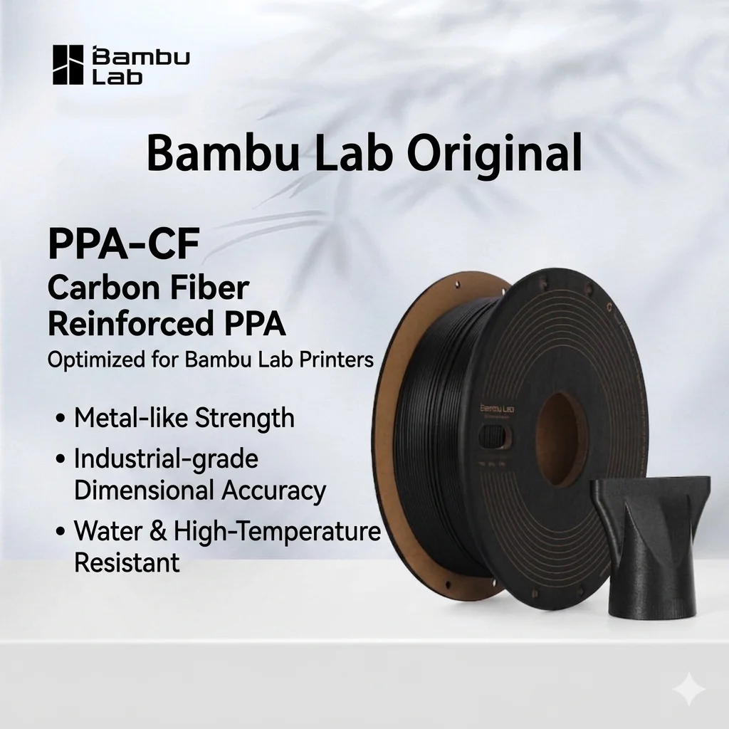 Bambu Lab Original PPA-CF Carbon Fiber Reinforced Black 3D Printer Filament 750g PPA CF DIY Nylon Printing Material