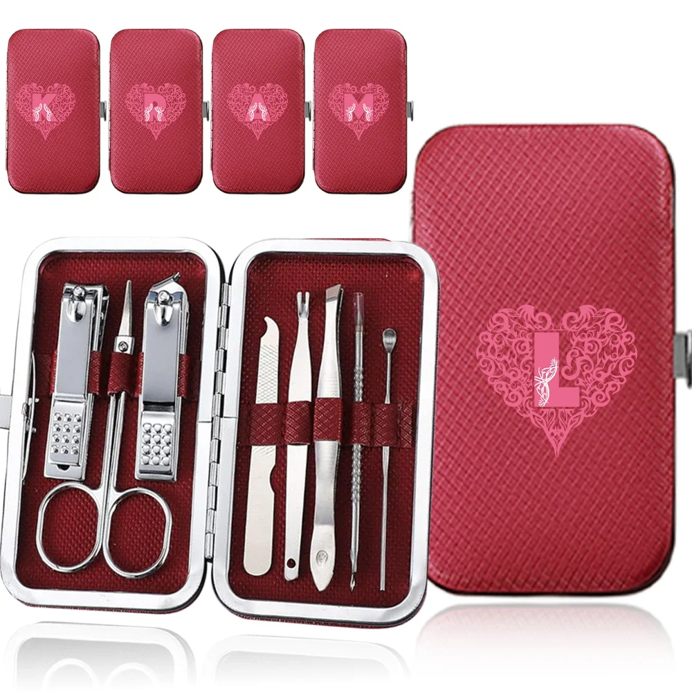 

8Pcs Nail Scissors Set Special Nail Clippers Pocket Manicure Beauty Tool Pedicure Kit Portable Organize Tool Love Letter Pattern