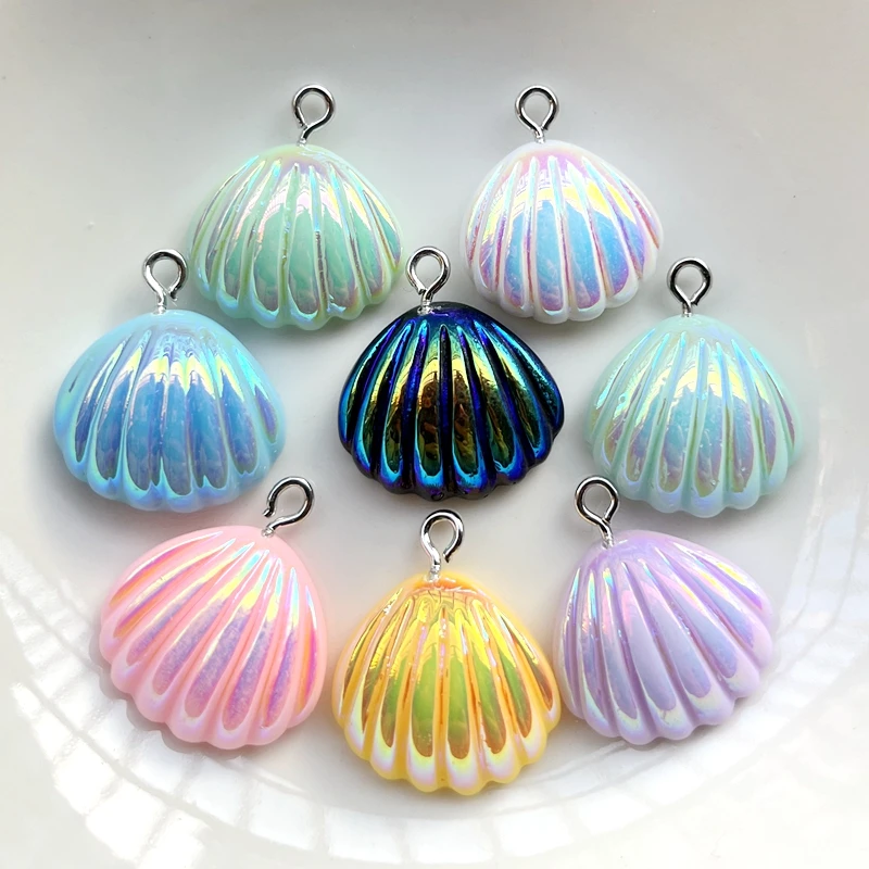 10PCS AB shell resin flat back Cabochon decorative scrapbook is applicable to handmade DIY jewelry making decorative accessories