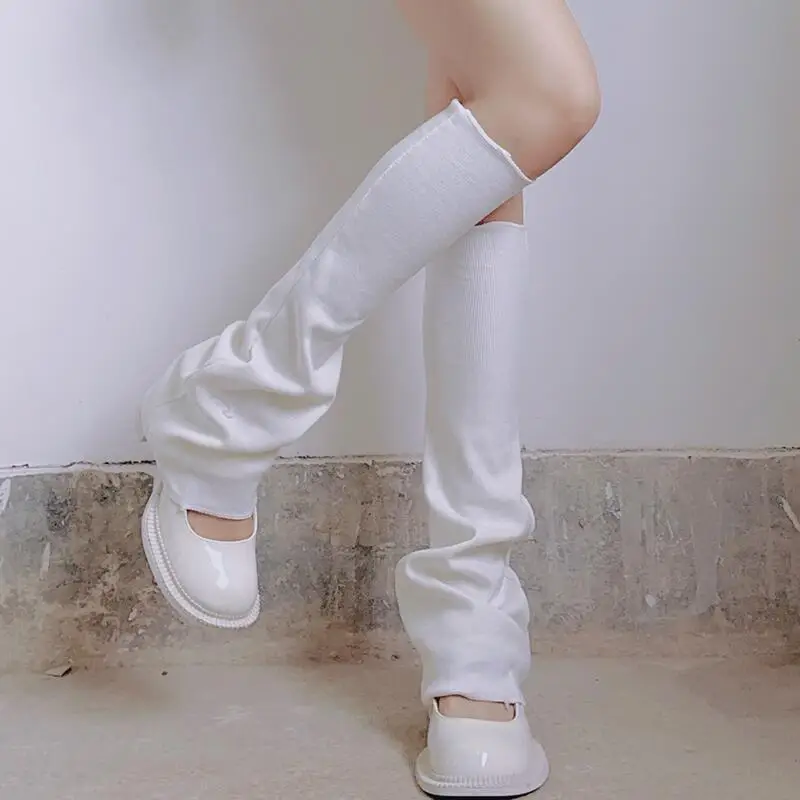 Y2k Lolita Socks Cute Flared Knitted Long Warmers Foot Cover White Arm Warmer Leg Kawaii Jk Autumn Sweet Leg Calf Gyaru Gaiters