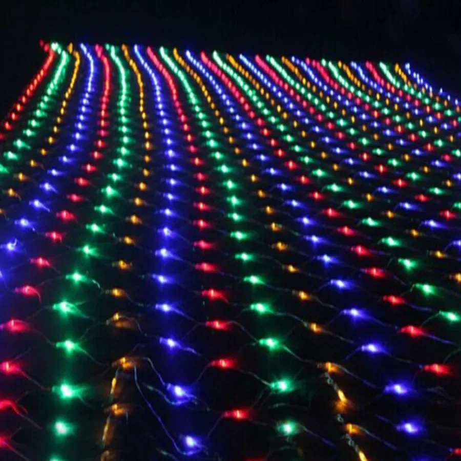 Solar or EU Plug Net Light Mesh Fairy Lights Waterproof Garland With 8 Modes Timer Christmas Decorations For Home 3M*2M Holiday