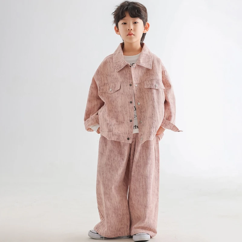 

2025 New Children's Autumn Style Simple Street Style Denim Jacket and Pants Two-piece Set