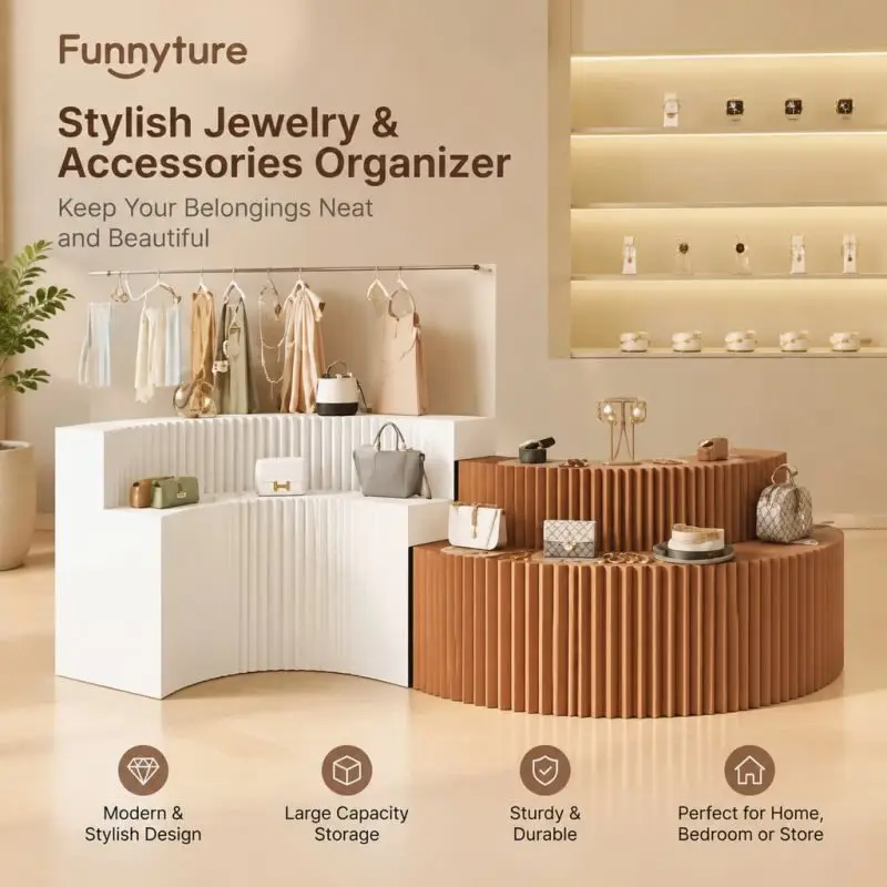 Folding Multi-Tier Display Stand Rack Portable Retail Showcase Counter for Trade Show Exhibition Home Storage Organizer