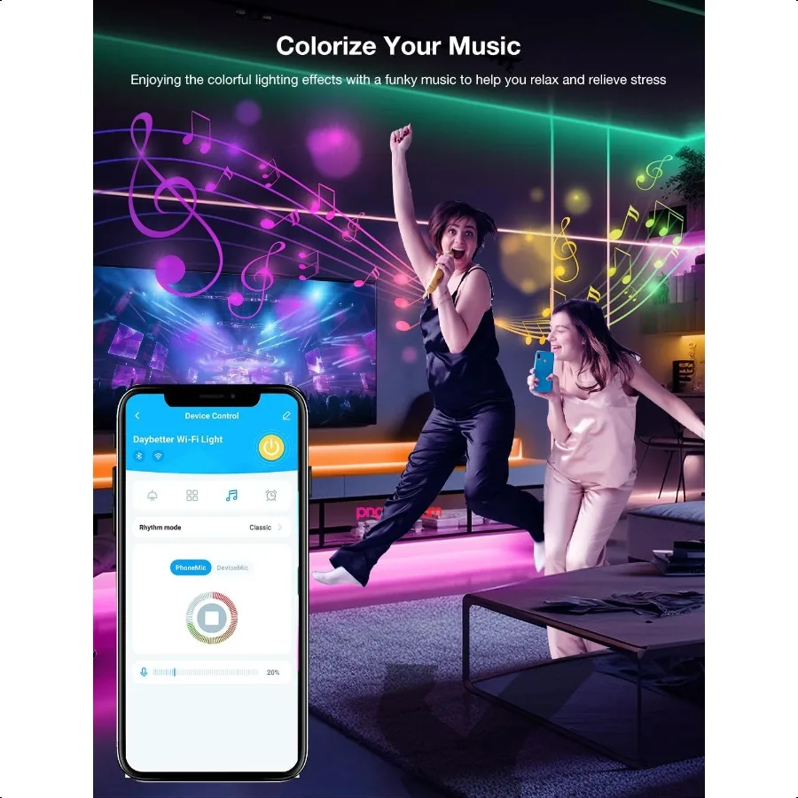 Smart WiFi Led Lights 100ft Led Strip Lights Work with Alexa and Google Assistant RGB Strip Lighting Music Sync Color Changing