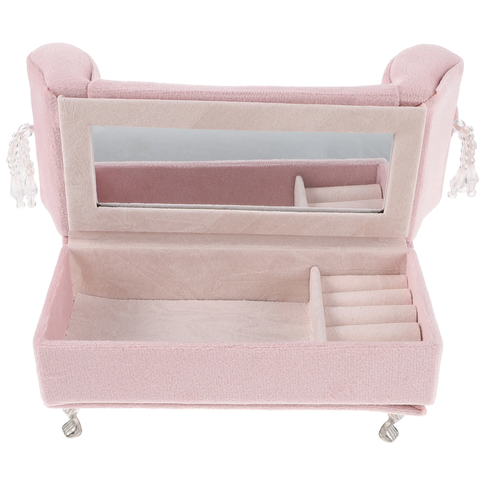 

Jewelry Storage Box Sofa Holders Yellow Cloth Decorative Boxes Women Travel