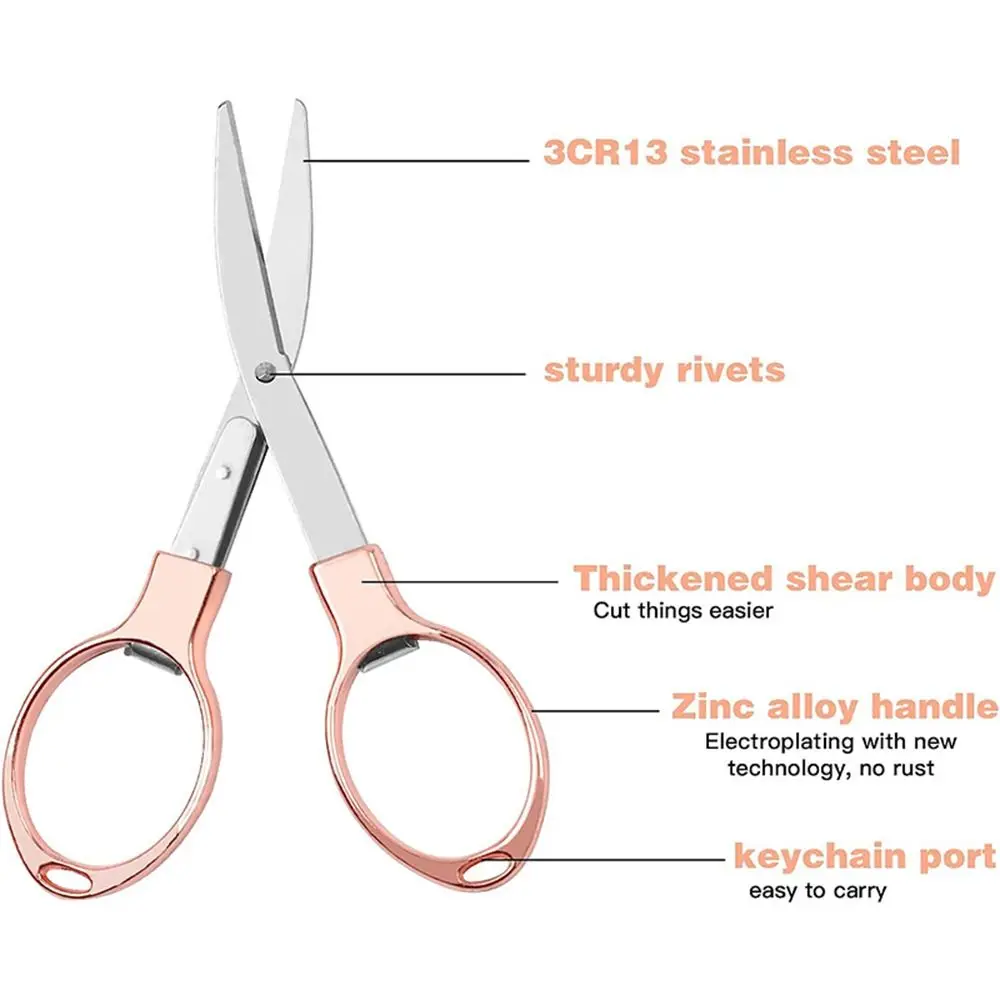 Portable Folding Scissors Stainless Steel Hand Tool Sewing Scissors Multifunctional Folding Needlework Scissors School Office