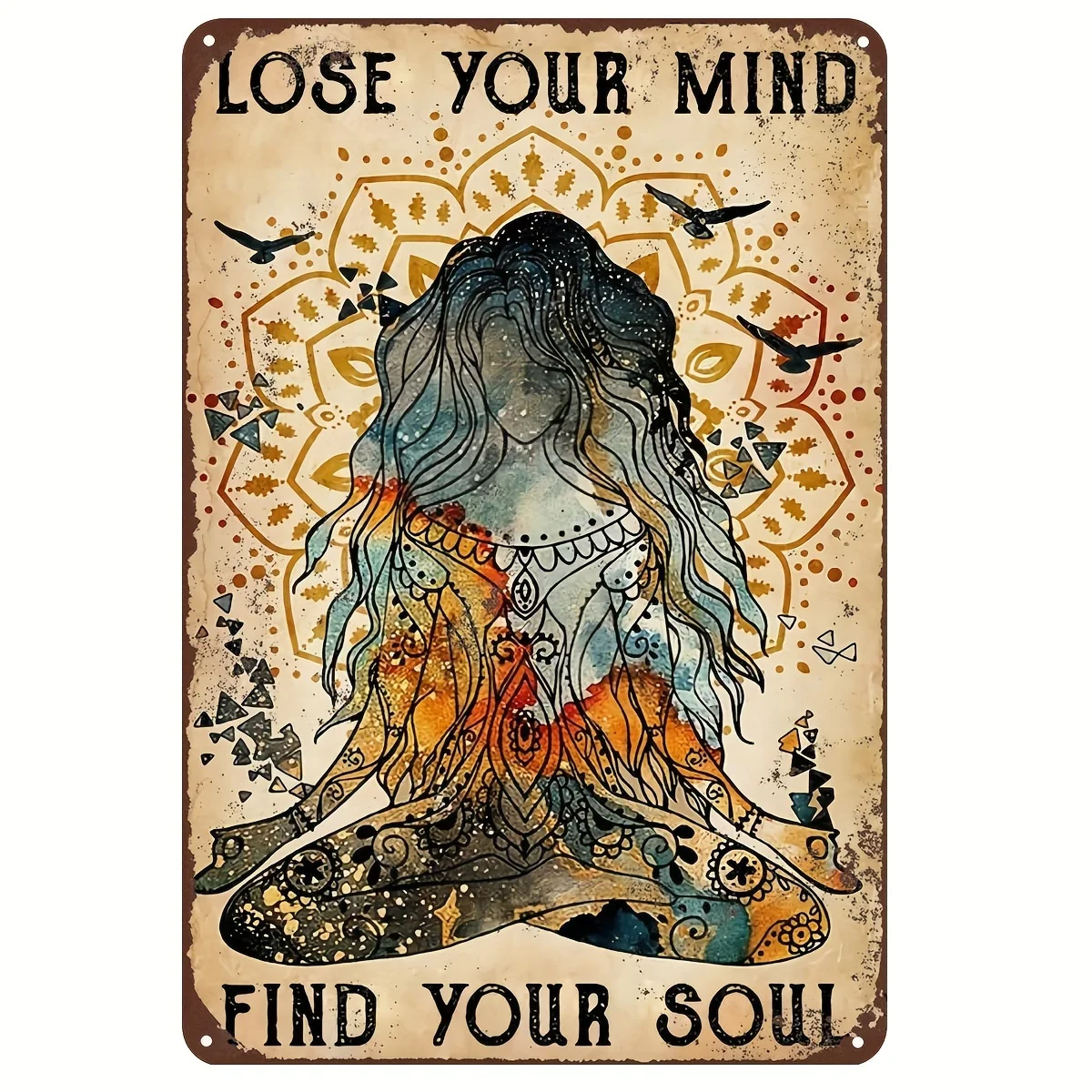 Americana Style Yoga Poster - Iron Wall Hanging Decor with 