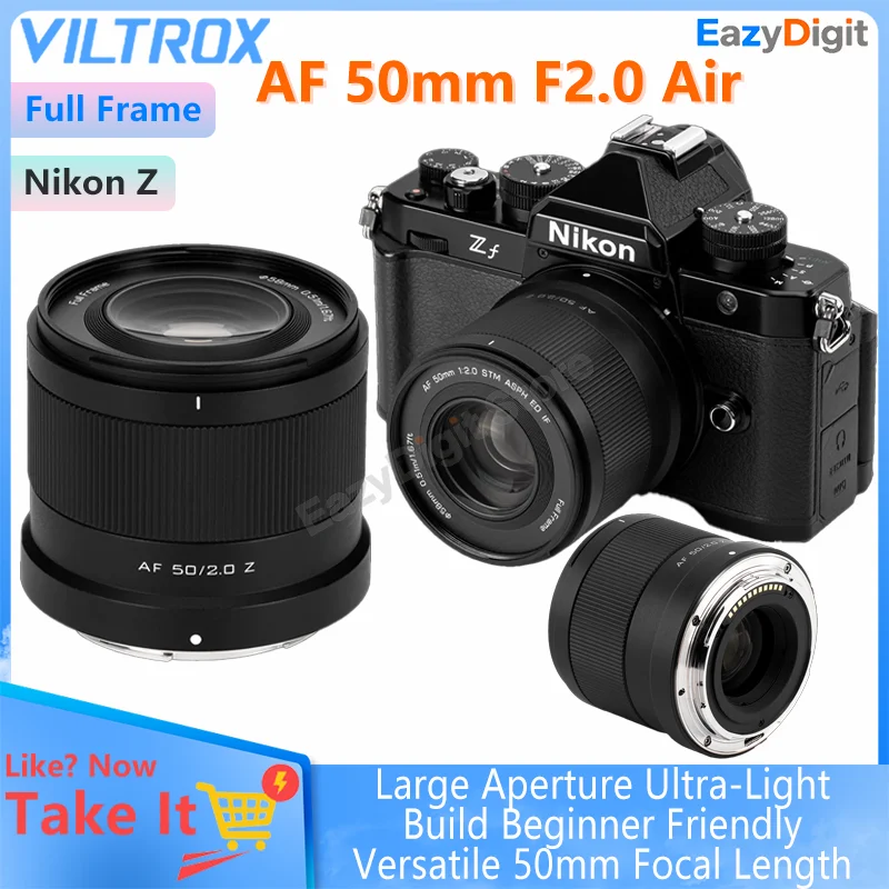

VILTROX AF 50 мм F2.0 Air Z полнокадровый объектив с большим диафрагмой и автофокусом для Nikon Z сверхлегкий, удобный для начинающих, универсальный