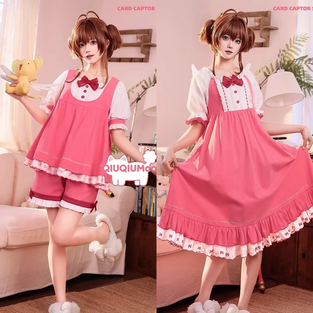 

Cardcaptor Sakura Cosplay Costume Anime Sakura Kinomoto Role Playing Cute Pink Pajamas / Nightgown Outfit Women Comic Con Party