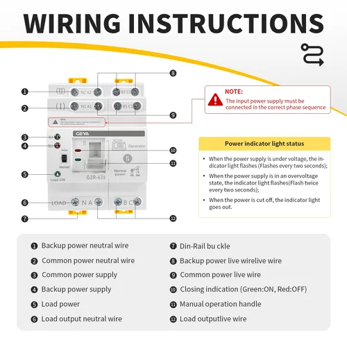 Imagen 2 del producto GEYA 63A AC220V interruptor de transferencia automática ATS interruptor de transferencia automática de doble potencia nivel de milisegundo ininterrumpido ATS carril DIN