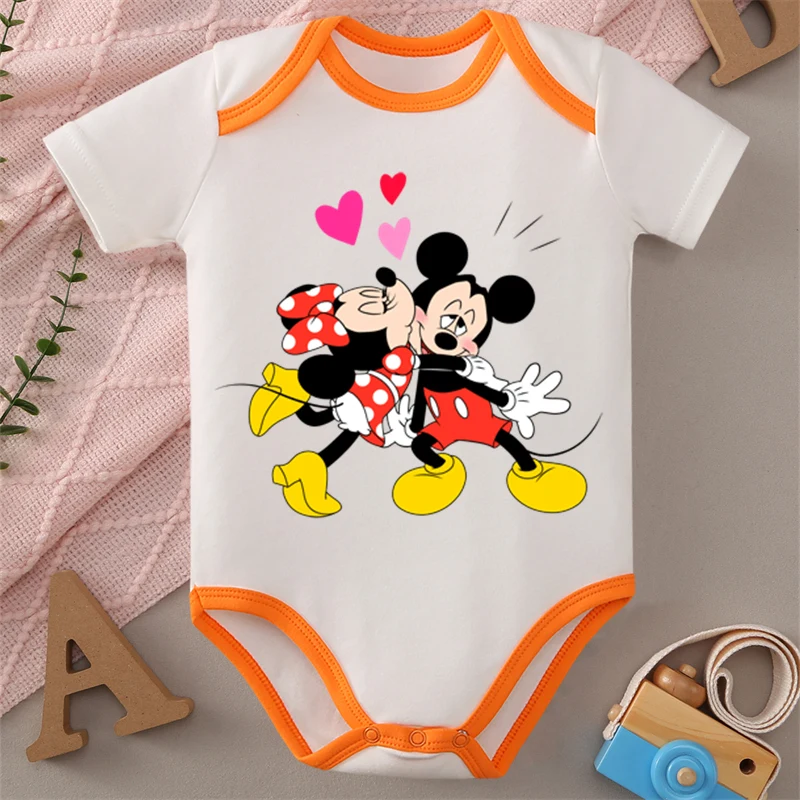 

MINISO Mickey Love Minnie 100% Cotton Print Baby Cloths Jumpsuit Onesie Bodysuit for 0 To 12 Months Newborn Best Gift for Baby