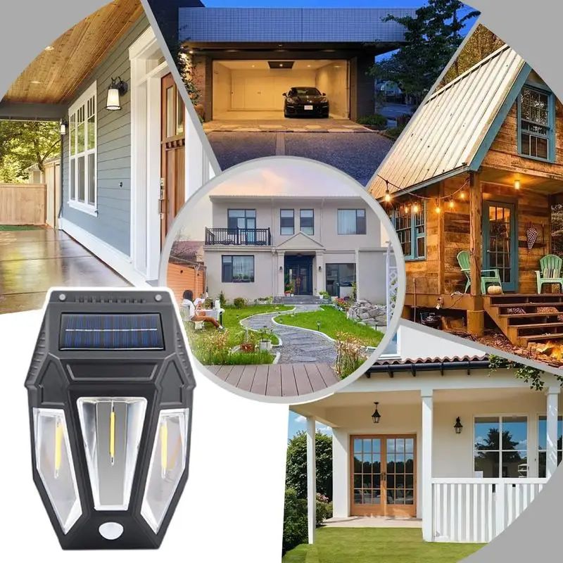 Solar Lights Outdoor Solar Wall Powered Deck Lights with Tungsten Bulbs Garden 3 Modes LED Wall Lamp for Outdoor Yard Landscape