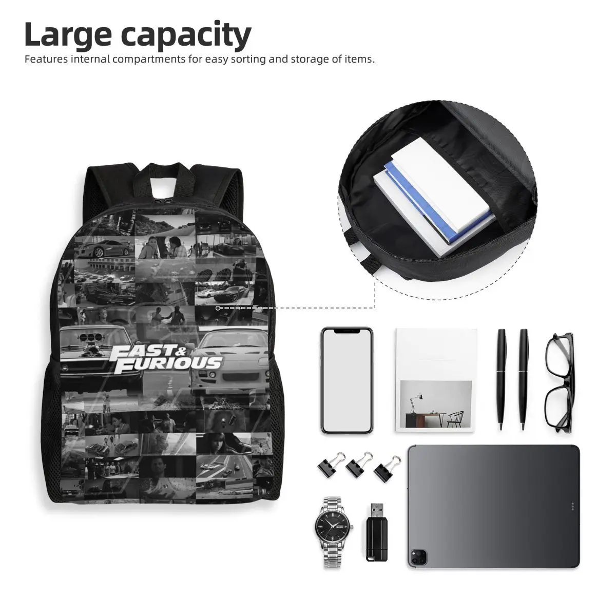 Fast And Furious Is History Of Legend Backpack Student Boys Girls BookBag School Bag Laptop Shoulder Bags