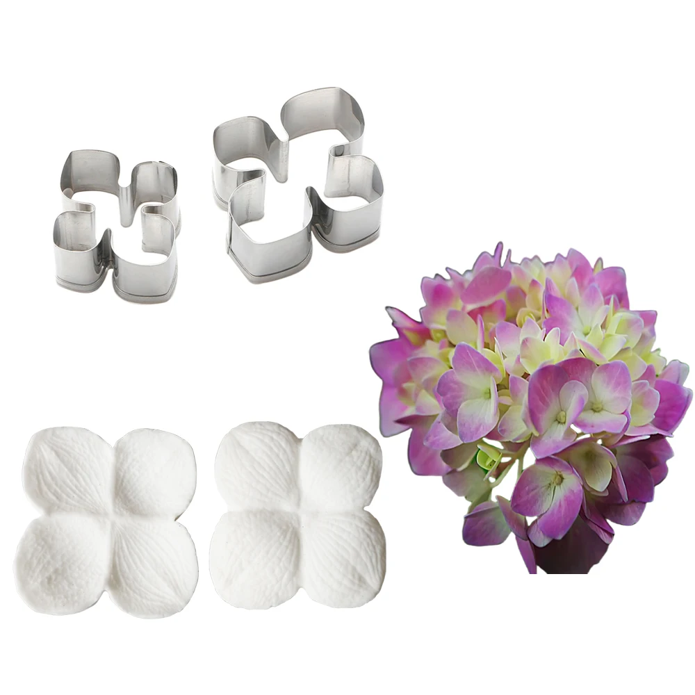 Hydrangea Flower Veiners &Cutters Silicone Molds Crafts For Chocolate Candy Jelly Moulds Baking Pastry Home and Kitchen Tools