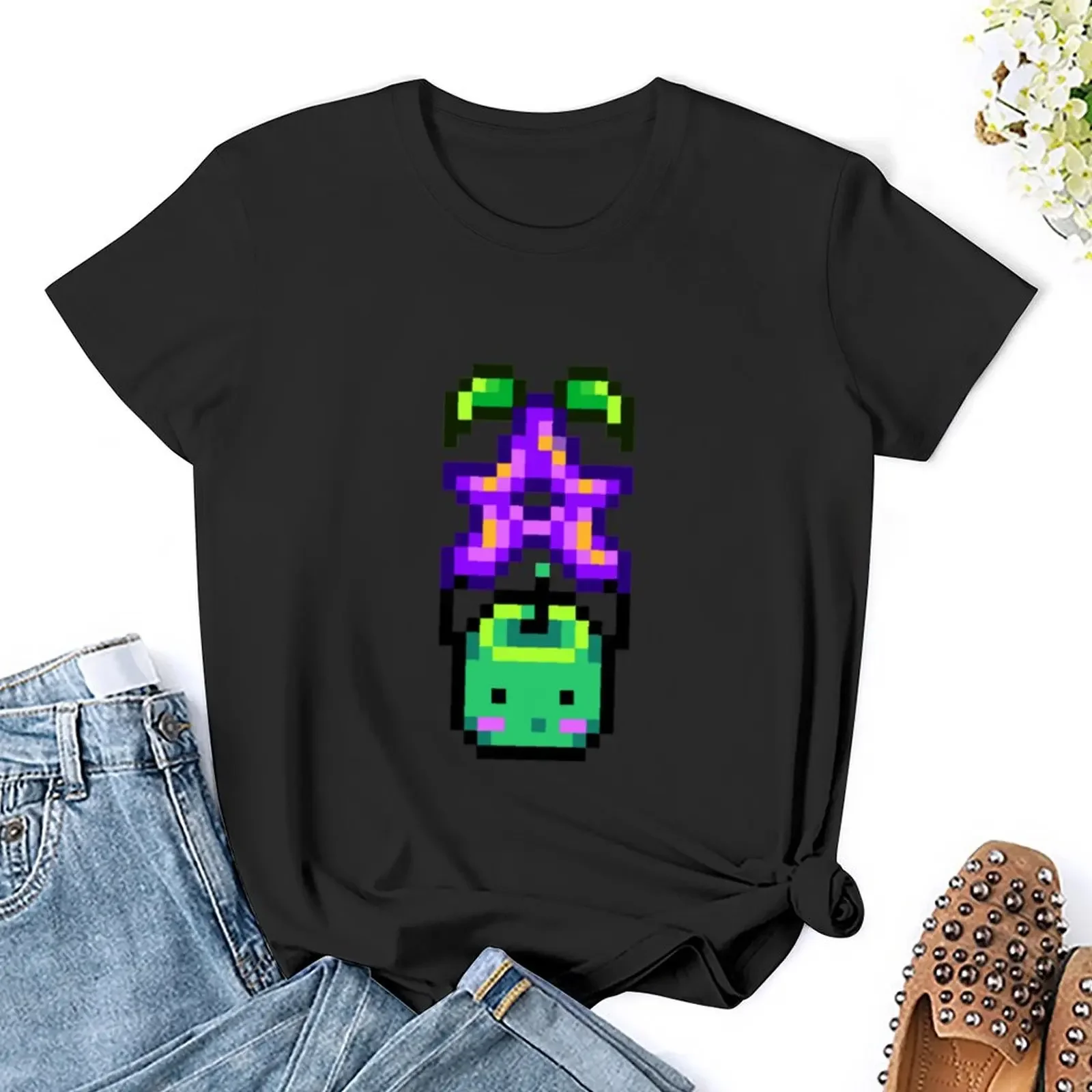 Junimo a stardrop z stardew dolina tričko legrační ženské oblečení estetická oblečení legrační t košile pro ženy