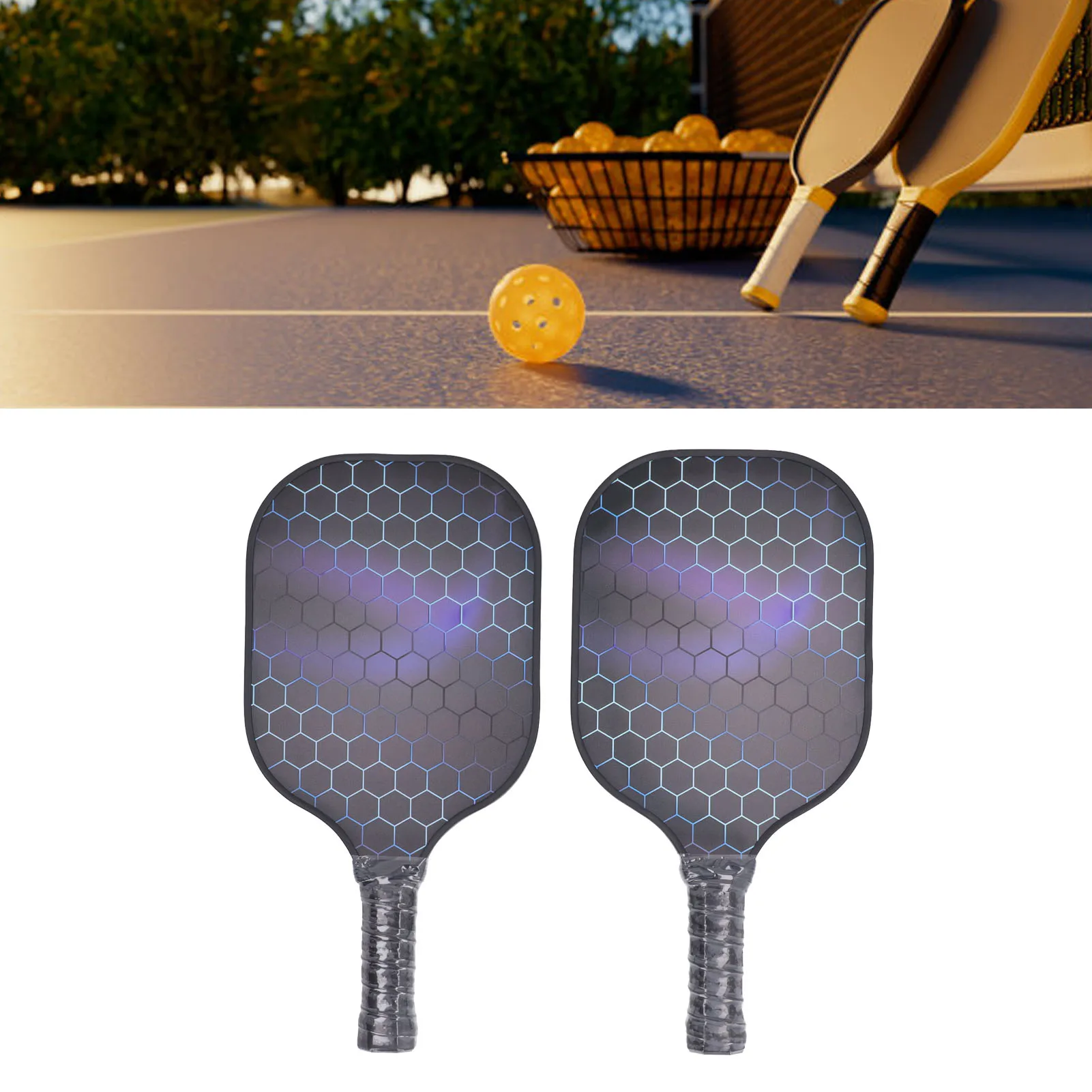 2 Stuks Bal Peddel Professionele Lichtgewicht Honingraat Kern Hoge Elasticiteit Koolstofvezel Bal Racket Set Voor Indoor Buitensporten