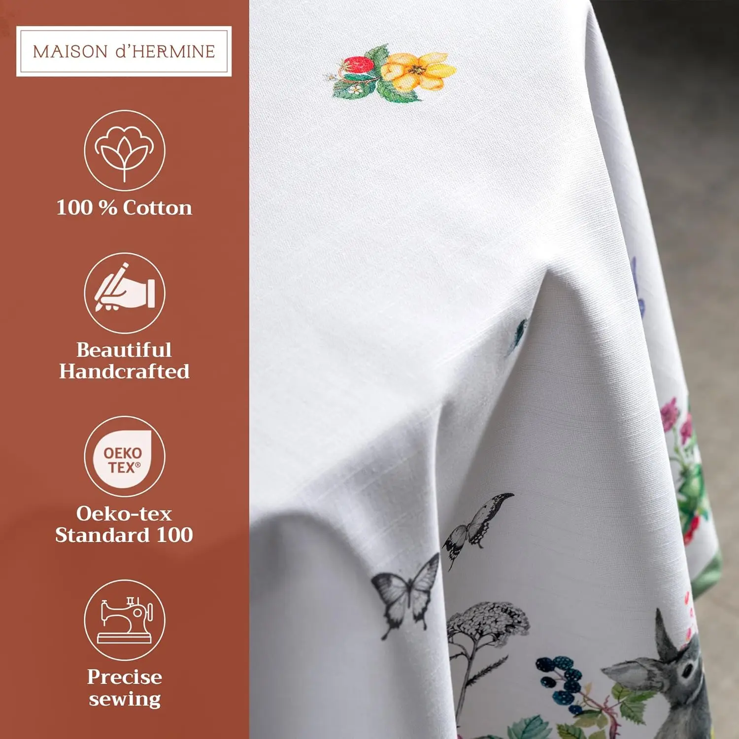 

Скатерть Maison de hermine для круглого стола, скатерть из 100% хлопка для столовой, фермерского дома, отеля, вечеринки и свадьбы