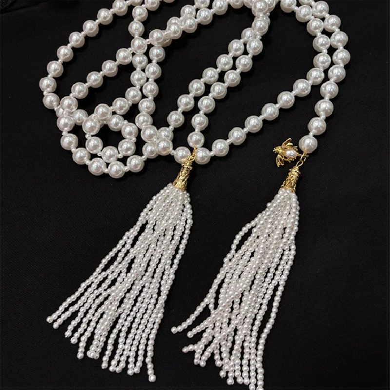 Fashionabl Fringe Choker Stylish Imitation Pearls Bead Clavicular Chain Jewelry