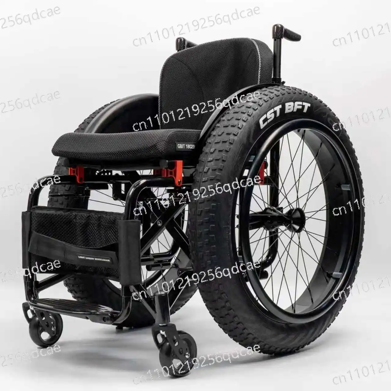 All-terrain 5802 metal manual wheelchair with shock-absorbing quick-release 4-inch wheels