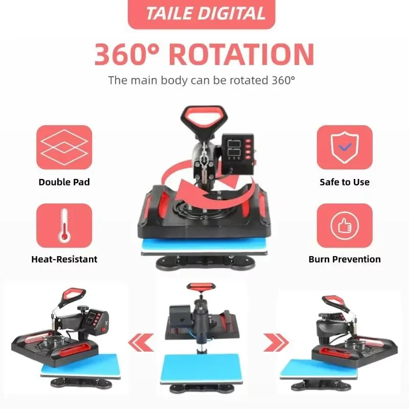 STROVAN 29*38CM Multi-Function 8-in-1 Combo Heat Press Machine 12*15 Inch Digital Sublimation Heat Transfer for T-shirt Cap