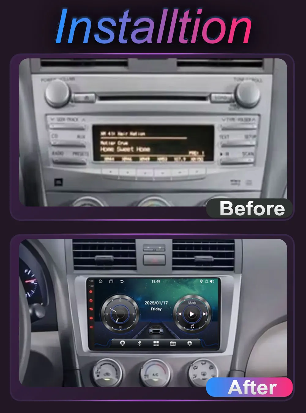 سيارة أندرويد لتويوتا كامري 7 XV 40 50 2006-2011 لاسلكي أندرويد راديو تلقائي Carplay أنظمة السيارات الذكية بلوتوث رقم 2din