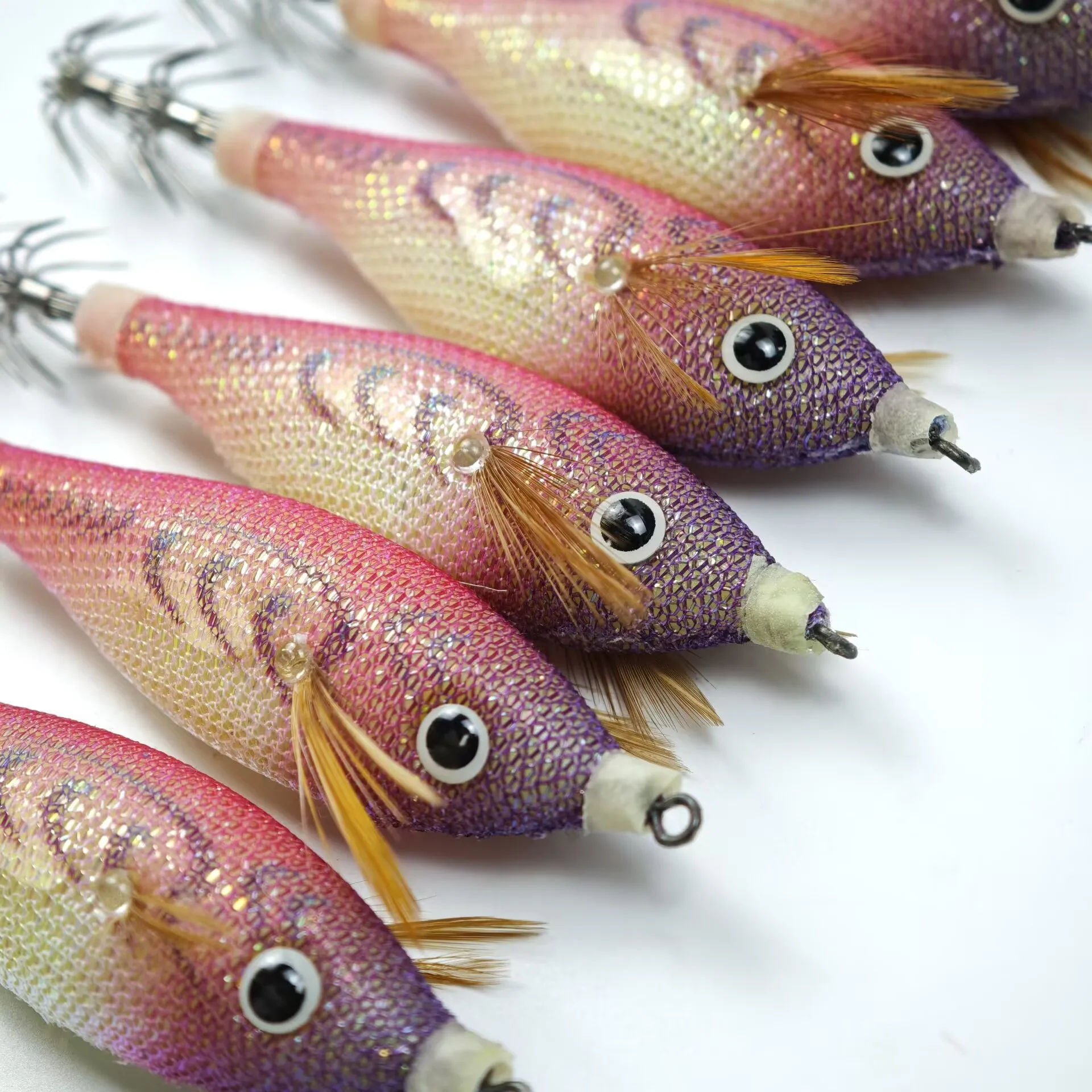 7 Stück/Set 9cm Leuchtender Tintenfisch-Jig-Haken, Angelköder für Garnelen, Leuchtende Garnelen-Jigs, Tintenfisch-Oktopus-Angelzubehör – Detail 2