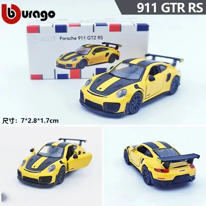 ブラゴ 1:64 ポルシェ 911 GT2 RS スポーツカーモデル 合金ダイキャストカーモデル クラフトデコレーションコレクション 誕生日プレゼント おもちゃ