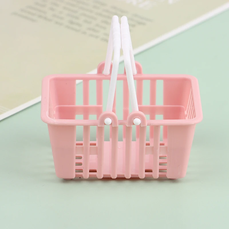 2Pcs Dollhouse Mini Shopping Hand Baskets Model Dollhouse Supermarket Basket For Grocery Toy Pretend Play