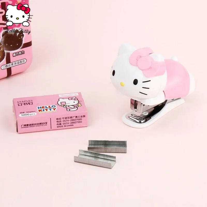 New Sanrio Hello Kitty Creative Cute Kawaii Cartoon Anime Student Mini Small Office Stapler Cute Anime Peripherals Holiday Gift