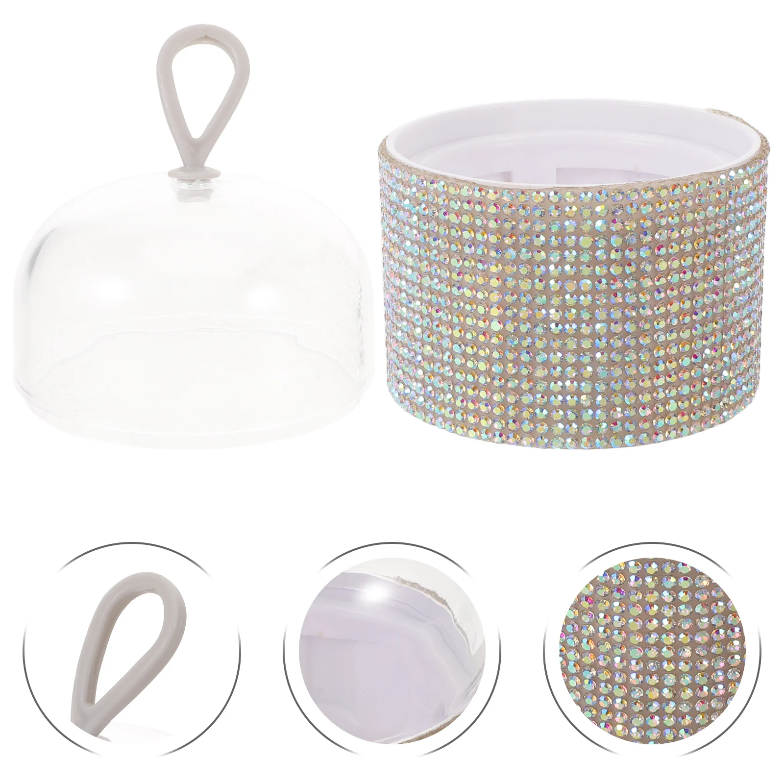 

Makeup Sponge Holder Case Dustproof Transparent Lid Portable Rhinestone Makeup Egg Storage Container for Travel Puff