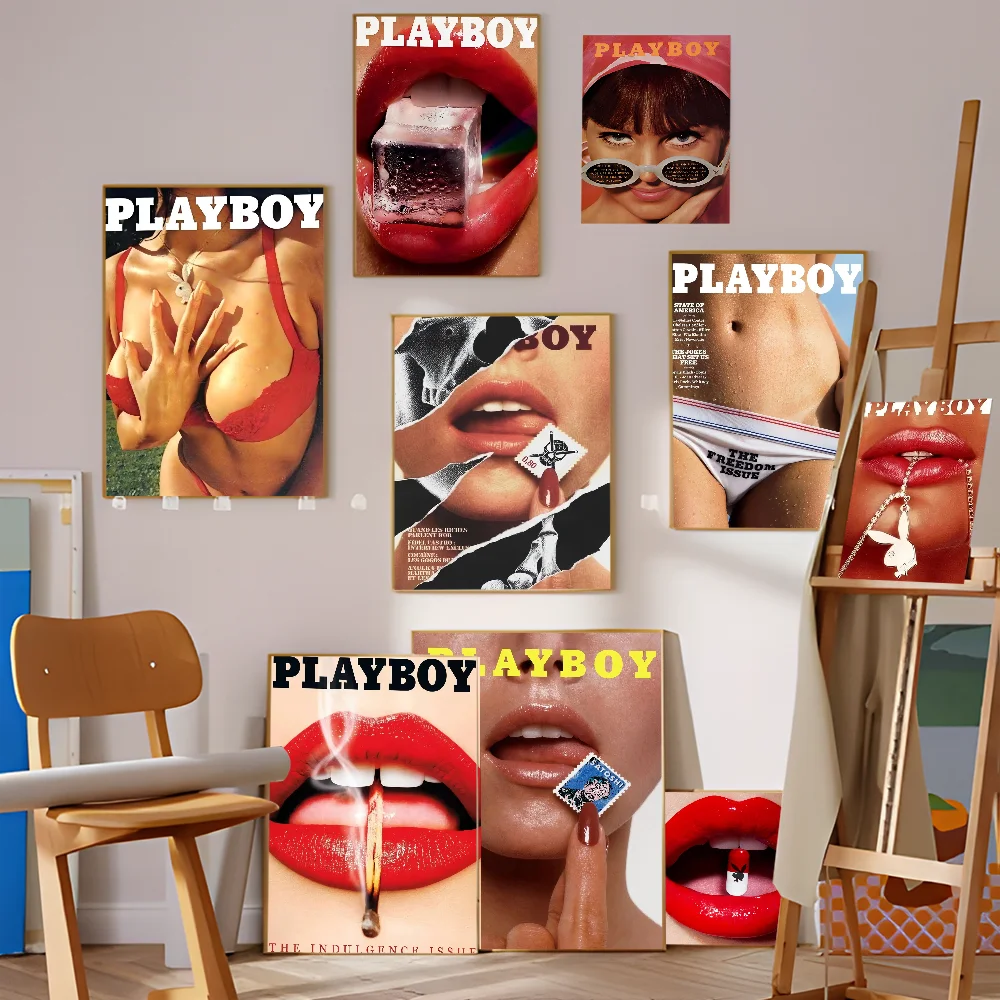 Póster adhesivo DIY de revista P-Playboy de chica Sexy, pegatina de pared elegante para decoración de pared de Bar y sala de estar