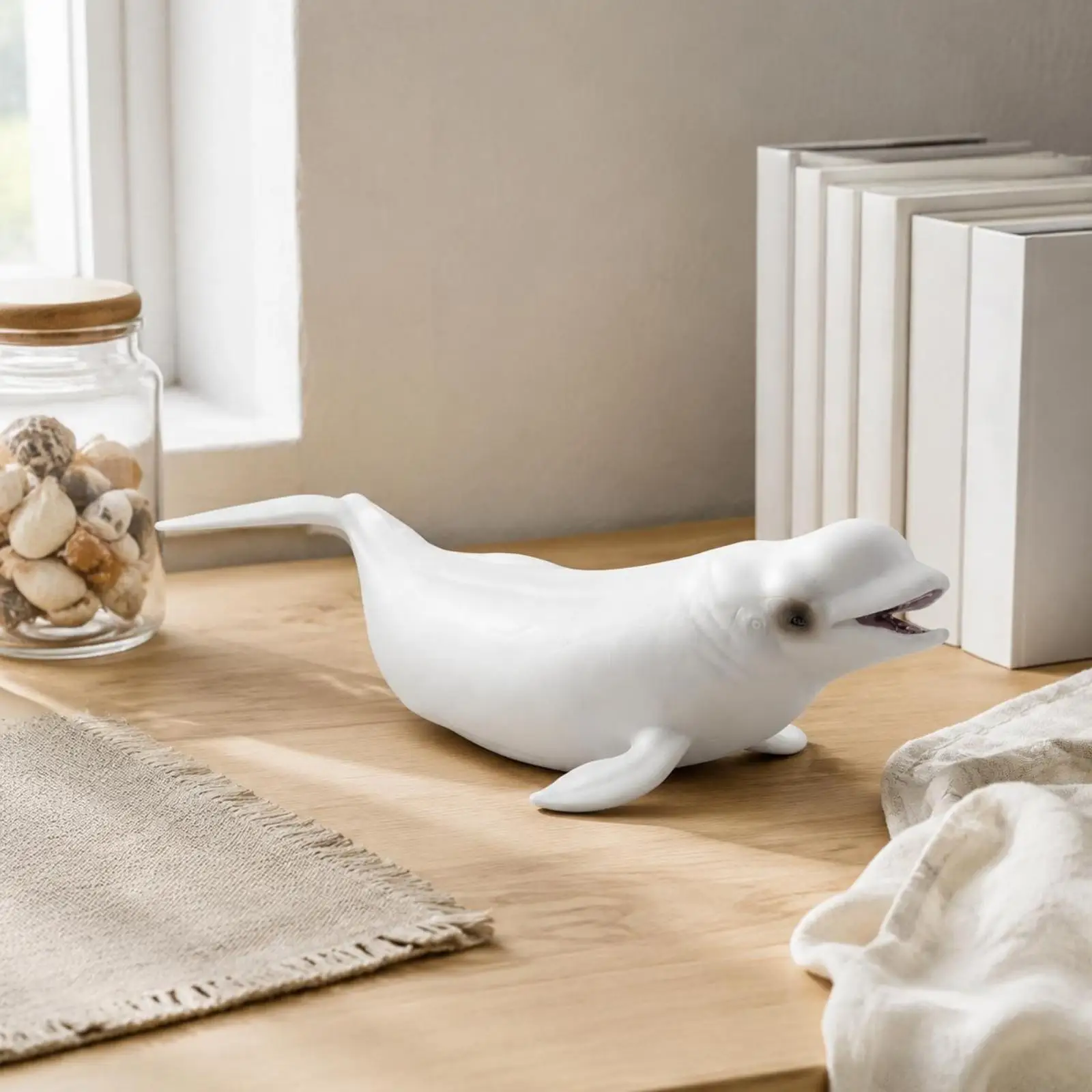 Beluga Whale Figurine PVC Educational Marine Animal Model for Kid Learning Ocean Decor or Naturalistic Room Shelf