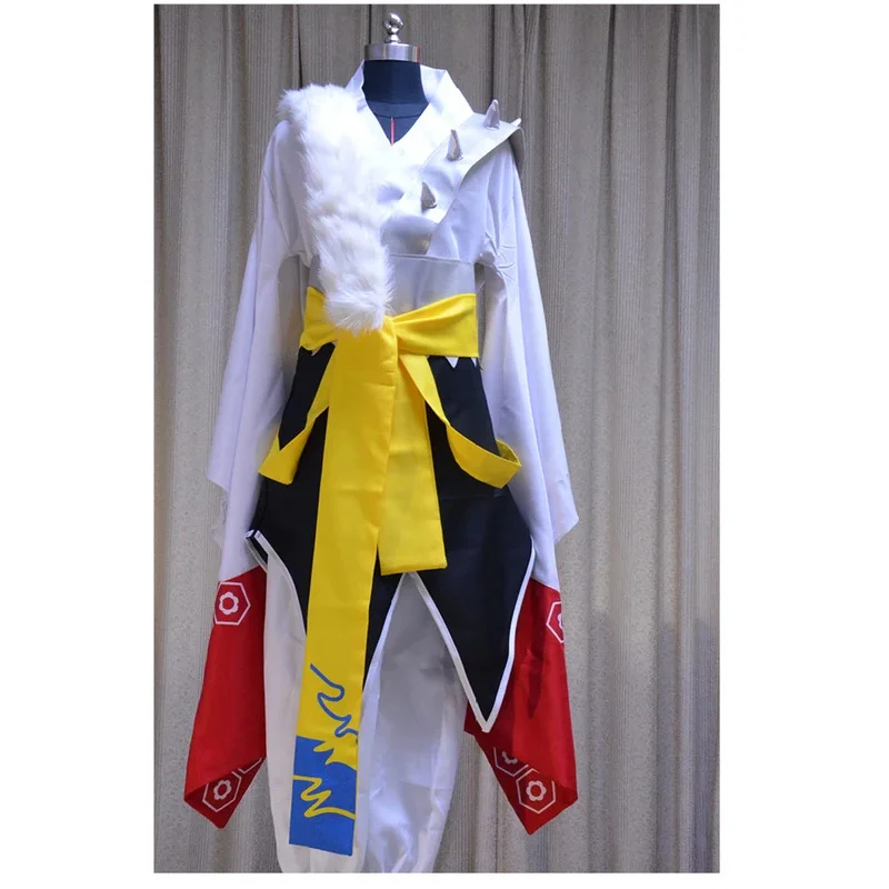 일본 애니메이션 이누야샤 Sesshomaru 코스프레 의상 마스크 기모노 가발 헤어 스타일 의상 실버 가발 할로윈 파티