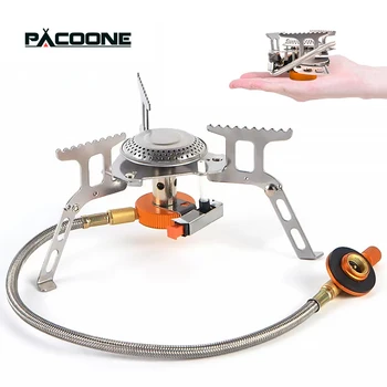 PACOONE Camping Gas Stove Outdoor Windproof Tourist Burner Portable Folding Electronic Split Stove Tourist Equipment For Cooking