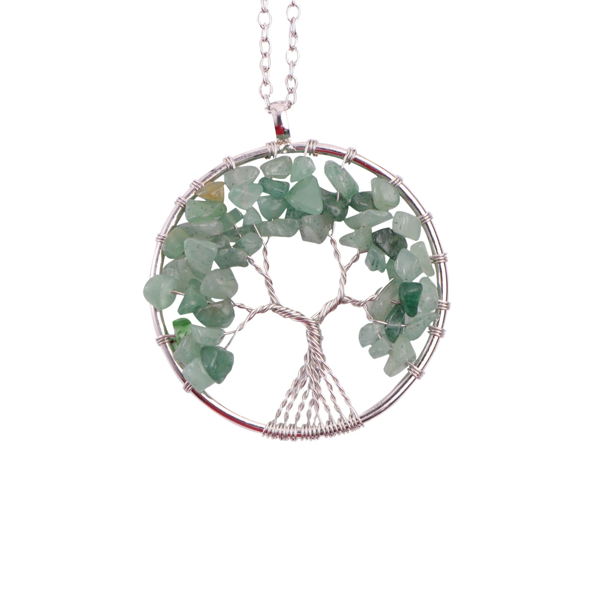 

Crystal Tree of Life Necklace Green Aventurine Pendant Unique and Stylish Women Jewelry