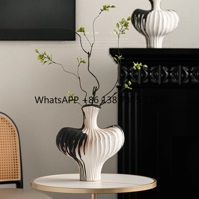 

Wabi Sand retro ceramic vase decoration living room zen ornaments mottled and old rough hand-painted ornaments
