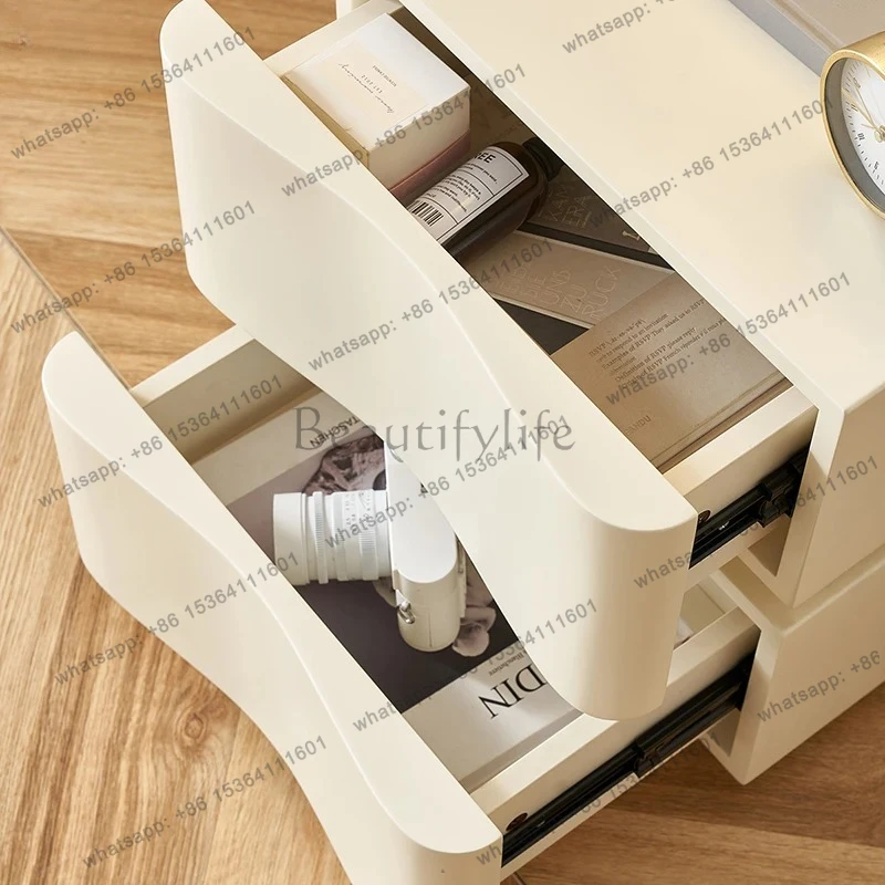 Cream Style Floating Bedside Table Modern Simple Bedroom New Bedside Storage Cabinet KD