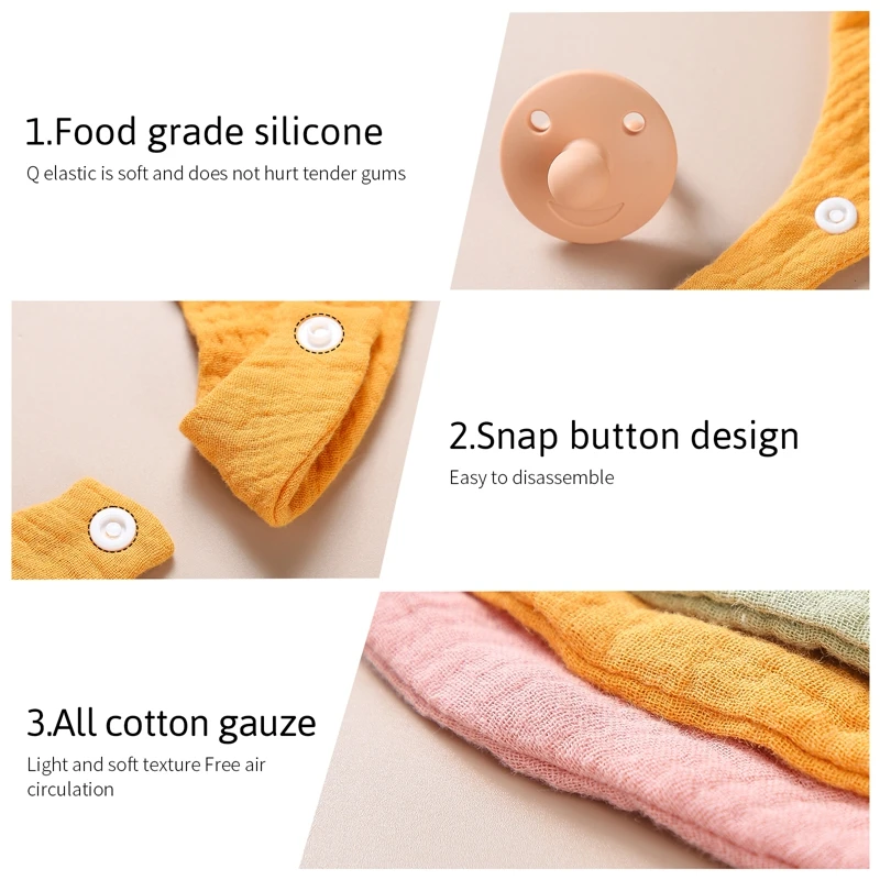 2pc Cotton Double-sided Baby Bibs With Silicone Pacifier BPA Free Triangle Scarf Baby Boys Girls Feeding Apron Baby Care Product