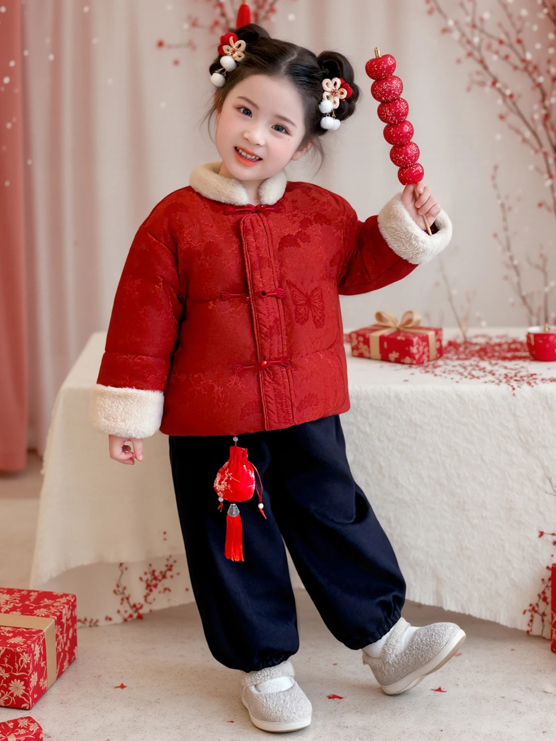 مجموعة ملابس الفتيات للعام الجديد ملابس شتوية من القطن من Jaet للأطفال الصغار ملابس خارجية لعيد الميلاد