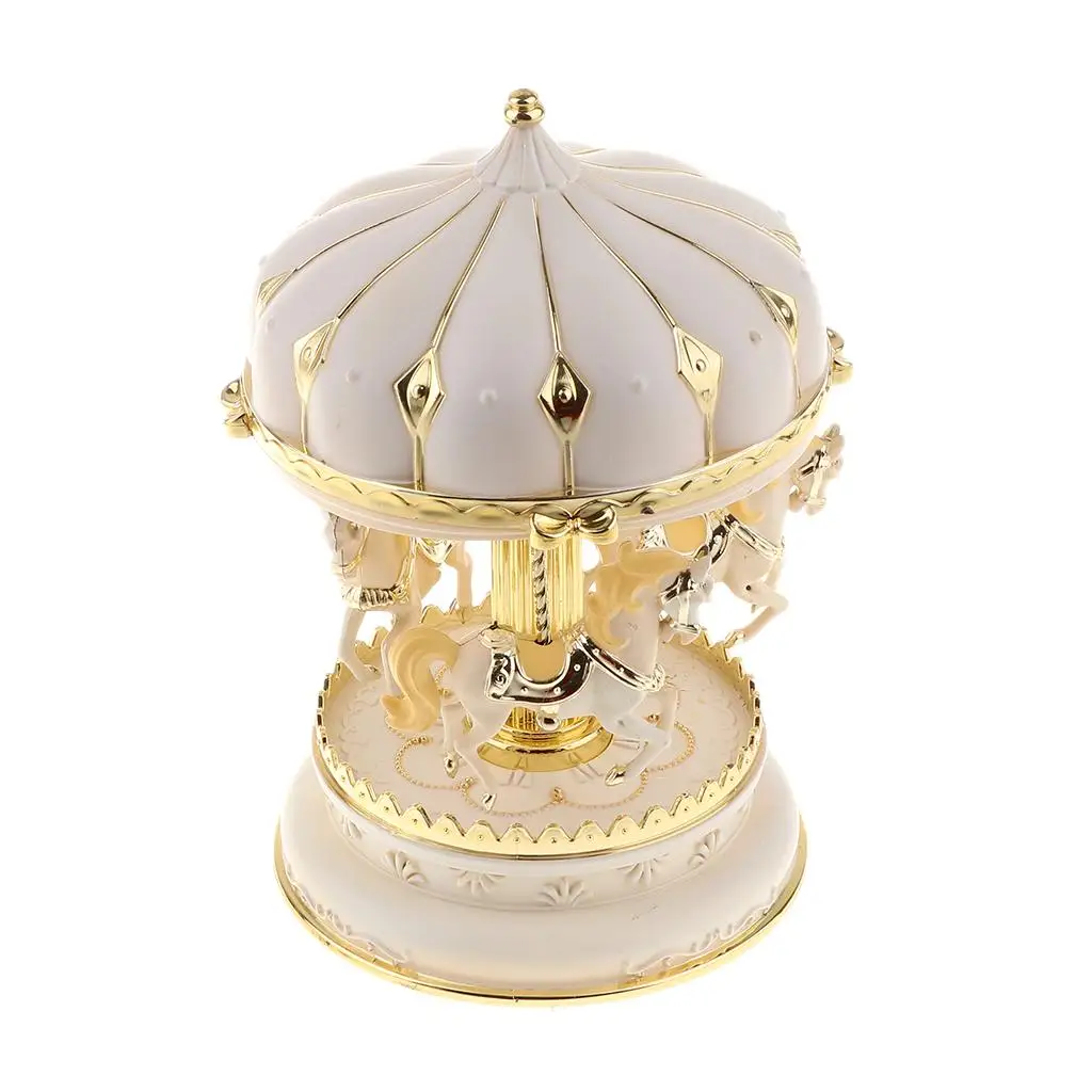 Carousel Music Box 7 Color Change LED Light Luminous Rotating Horse Music Box for Wedding Centerpiece Kid Girl Birthday Gift