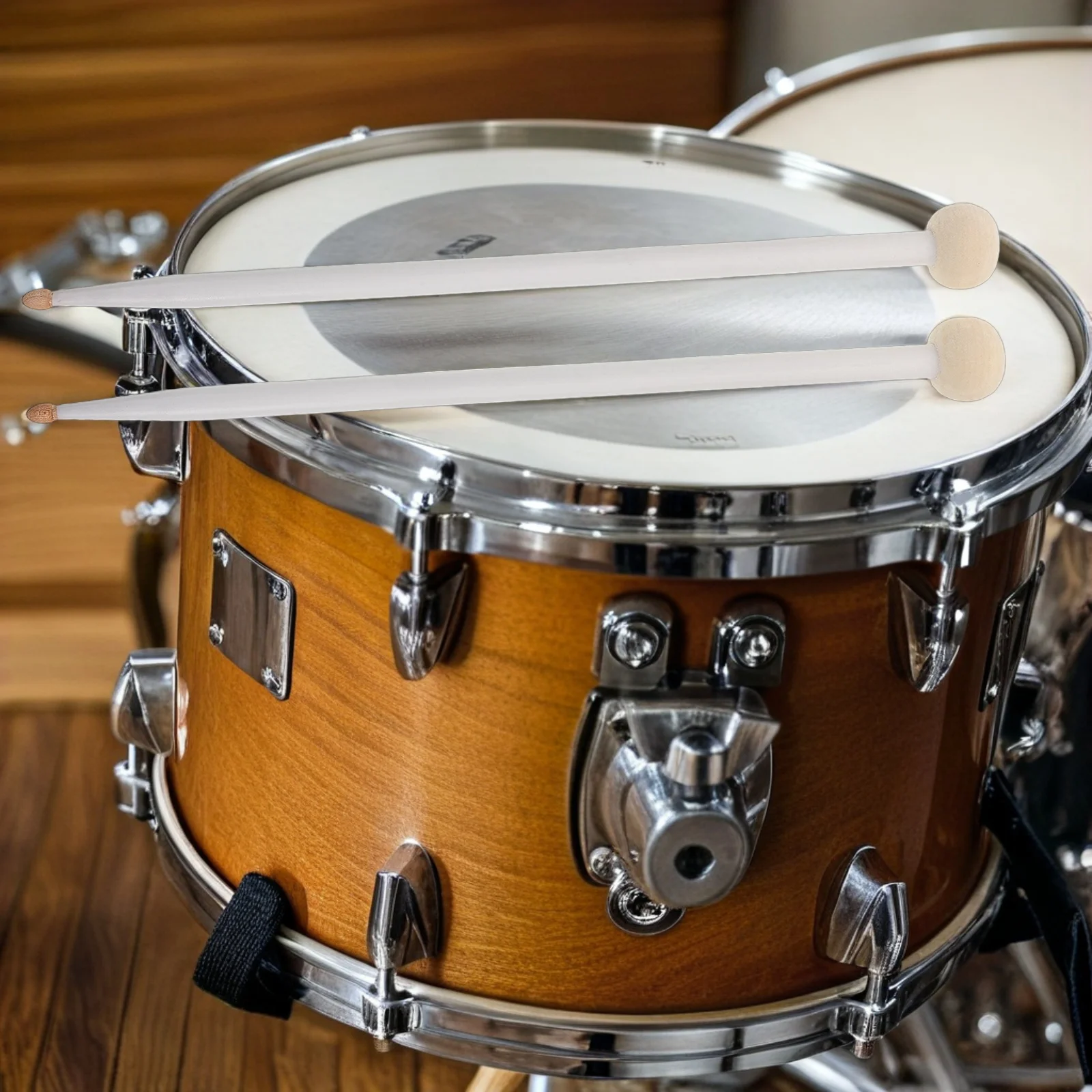 

2Pcs Felt Beater Mallets Solid Maple Wood Handle Balanced Sound Production Drum Sticks for Timpani Bass Drum Orchestral